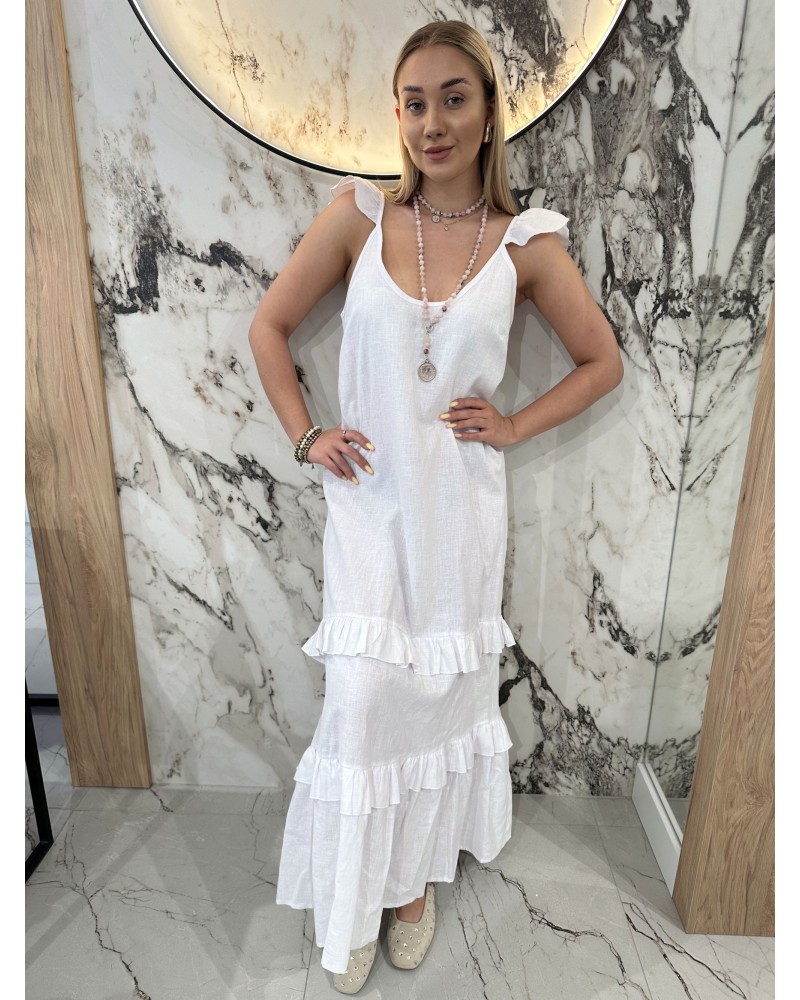 Sukienka maxi z falbanką By o la la...! biała