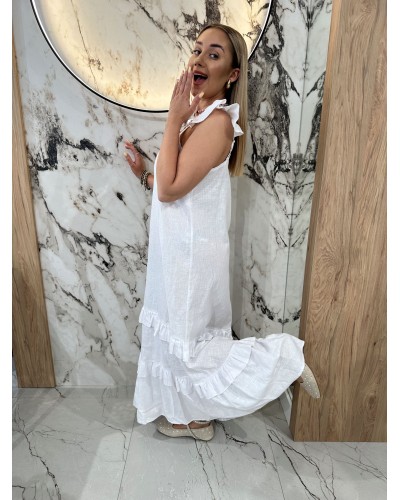 Sukienka maxi z falbanką By o la la...! biała