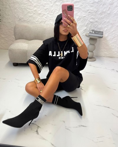 T-shirt Paris La Milla czarny z białym