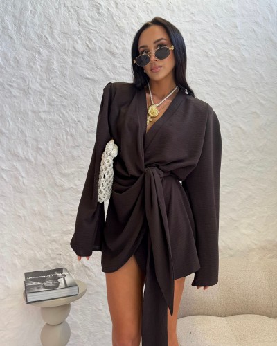 Sukienka wiązana La Milla czekoladowy