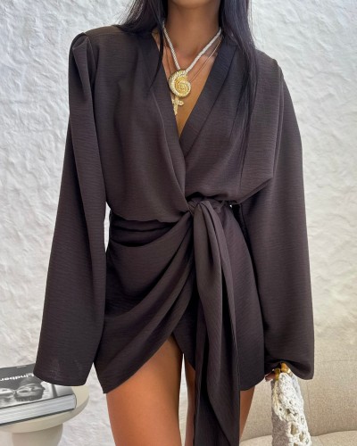 Sukienka wiązana La Milla czekoladowy