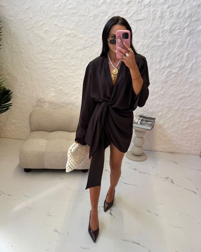 Sukienka wiązana La Milla czekoladowy