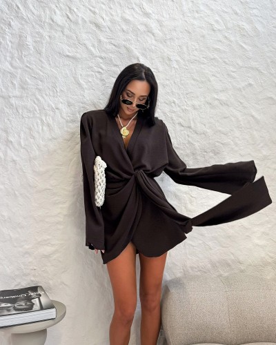 Sukienka wiązana La Milla czekoladowy