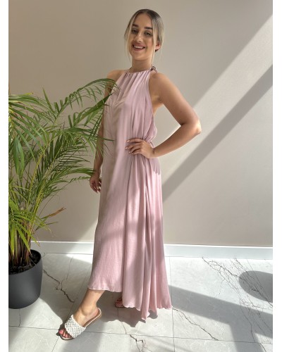 Sukienka maxi z wyciętymi plecami By o la la...! różowa
