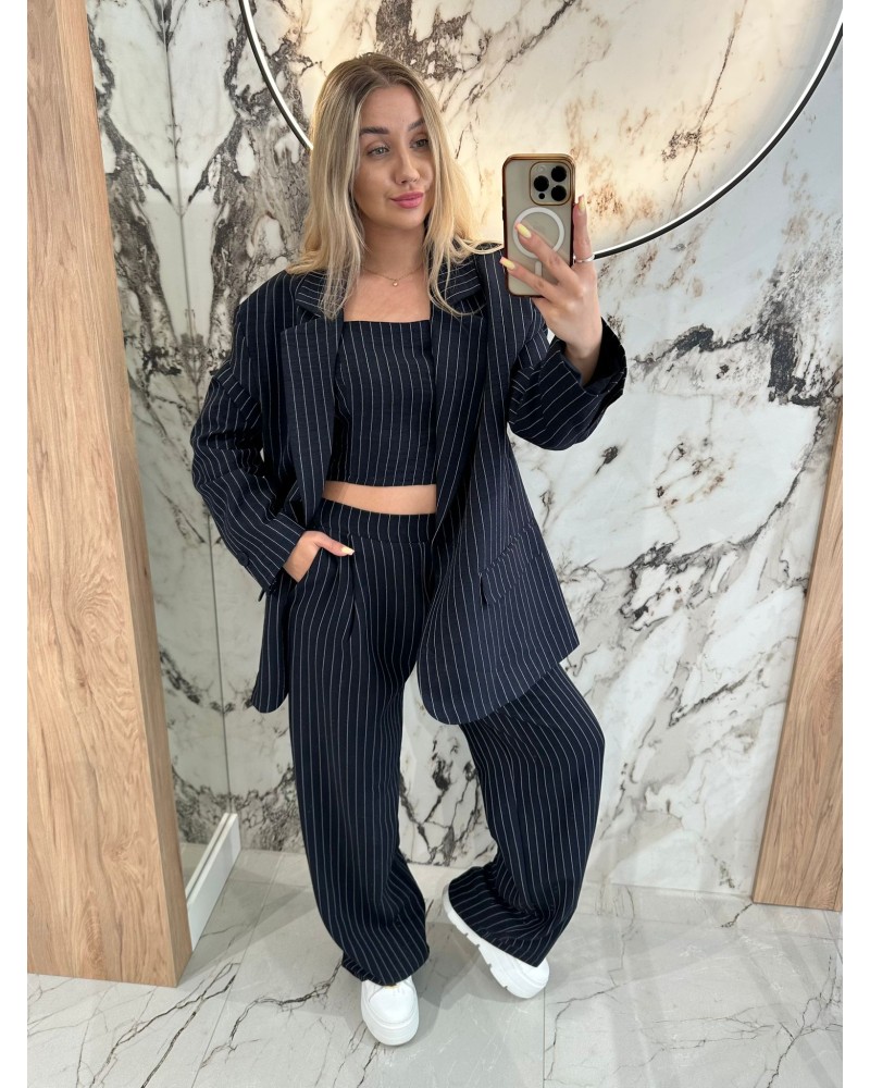 Garnitur w paski By o la la...! granatowy