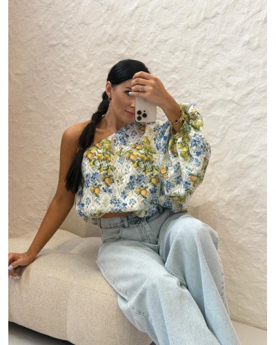 Bluzka w cytryny na jedno ramię La Milla