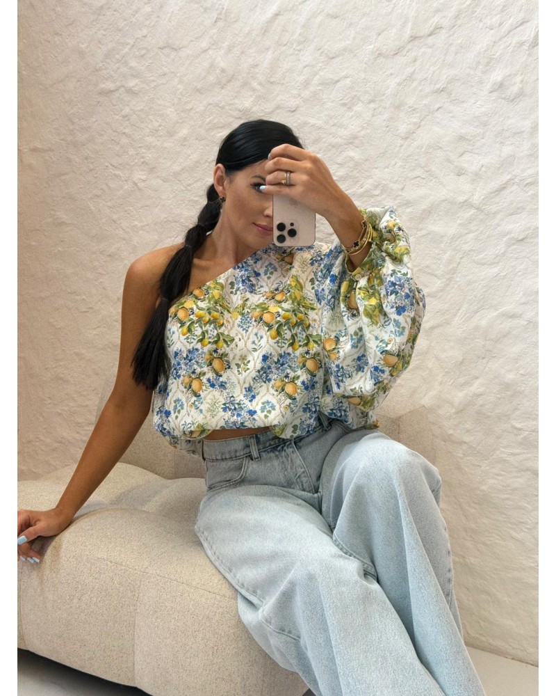 Bluzka w cytryny na jedno ramię La Milla