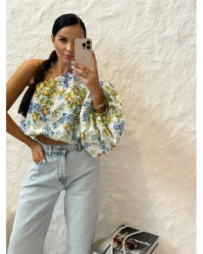 Bluzka w cytryny na jedno ramię La Milla