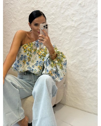 Bluzka w cytryny na jedno ramię La Milla