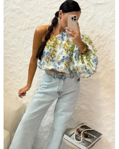 Bluzka w cytryny na jedno ramię La Milla