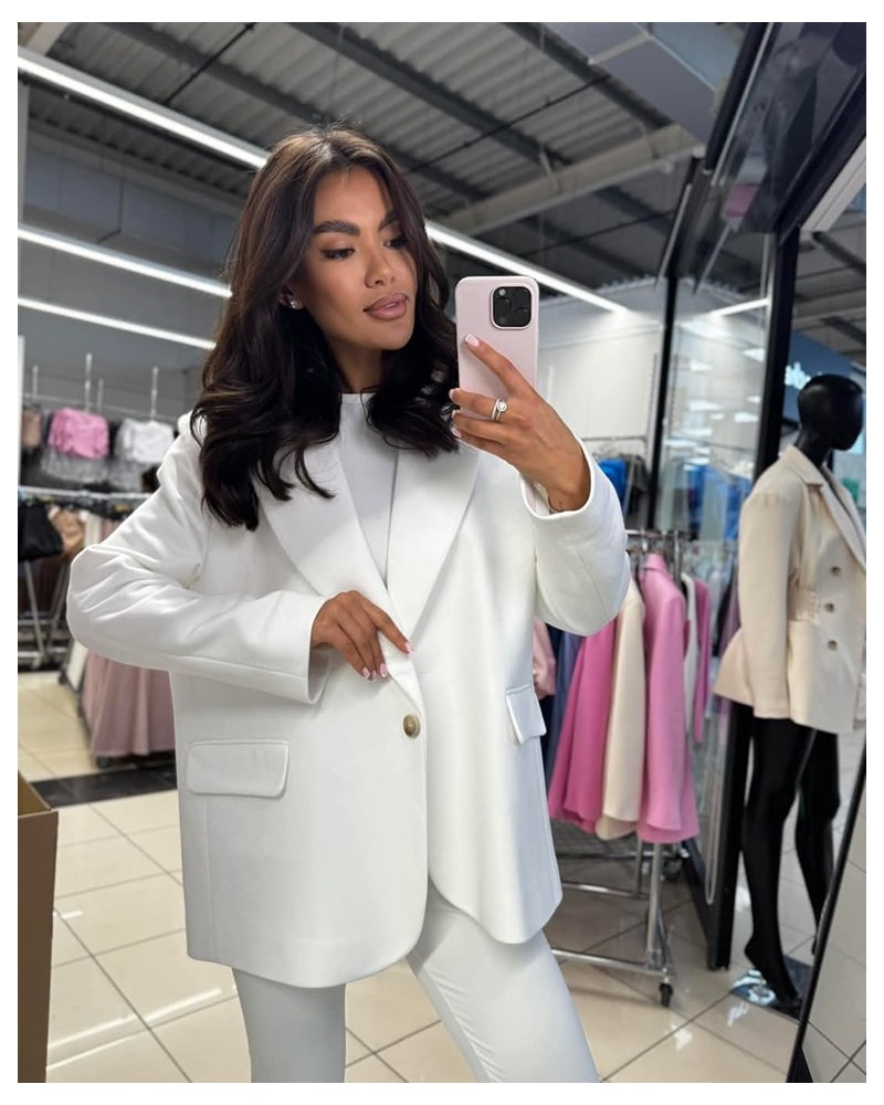 Marynarka materiałowa SLAY biała