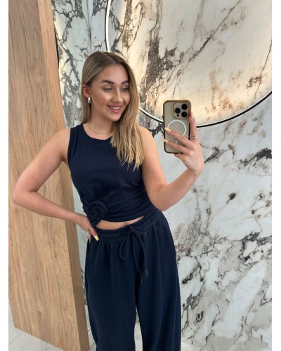 Bokserka z różą By o la la...! granatowa