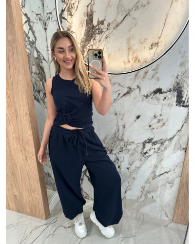 Bokserka z różą By o la la...! granatowa