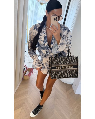 Komplet w stylu DIOR spodenki + koszula La Milla granatowy