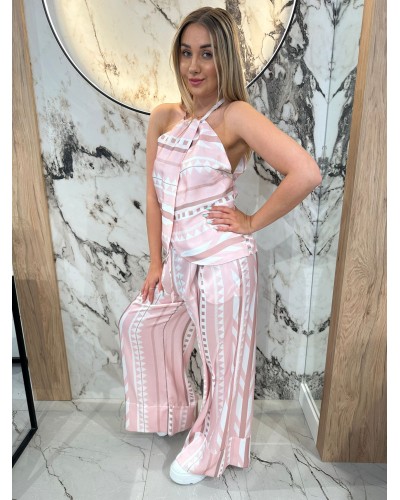 Komplet bluzka + spodnie By o la la...! róż z białym