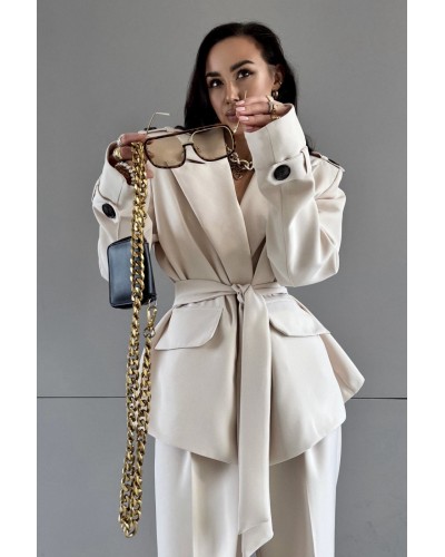 Marynarka Z guzikami na ramionach La Milla beżowa