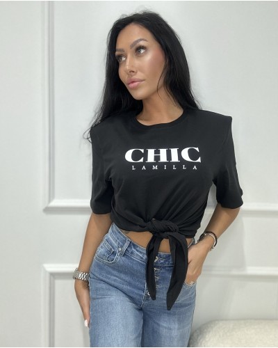 T-shirt CHIC z wiązaniem La Milla czarna