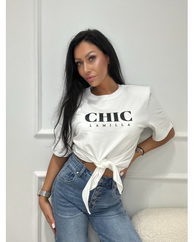 T-shirt CHIC z wiązaniem La Milla biała