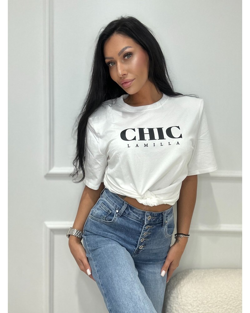 T-shirt CHIC z wiązaniem La Milla biała