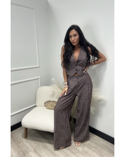 Komplet kamizelka + spodnie La Milla czekoladowy