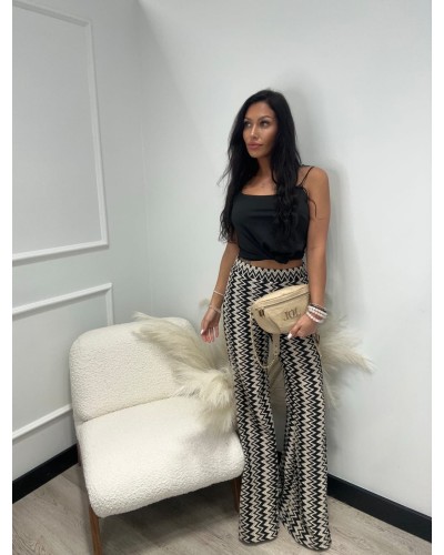 Spodnie zygzak La Milla czarno beżowe