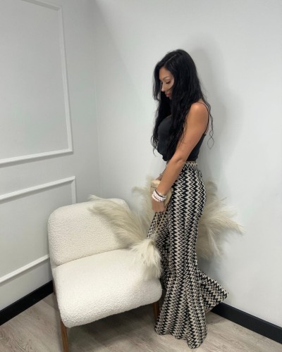 Spodnie zygzak La Milla czarno beżowe