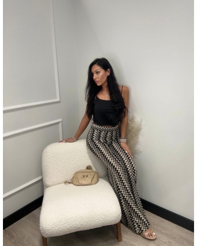 Spodnie zygzak La Milla czarno beżowe