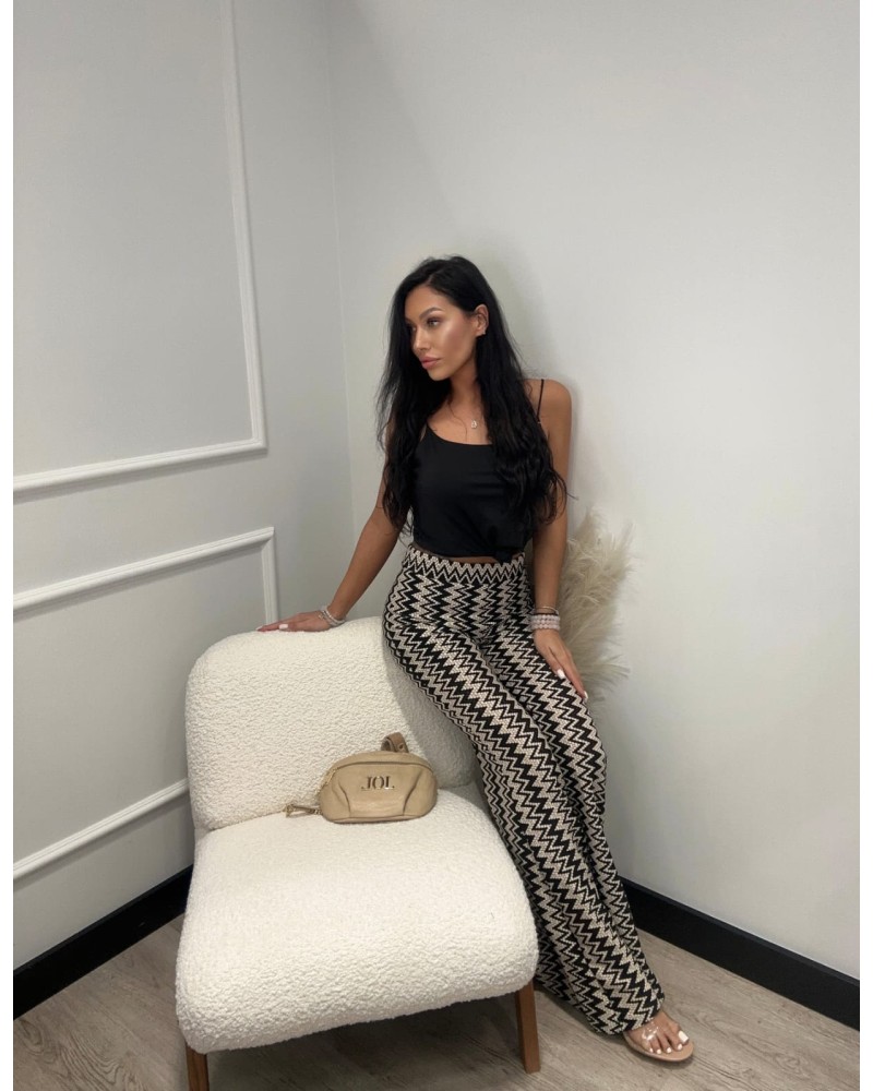 Spodnie zygzak La Milla czarno beżowe