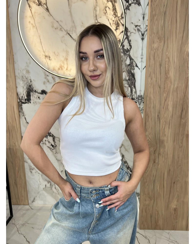 Krótka bokserka prążkowana By o la la...! śmietankowa