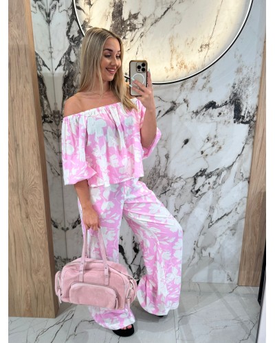 Komplet w kwiaty By o la la...! różowy