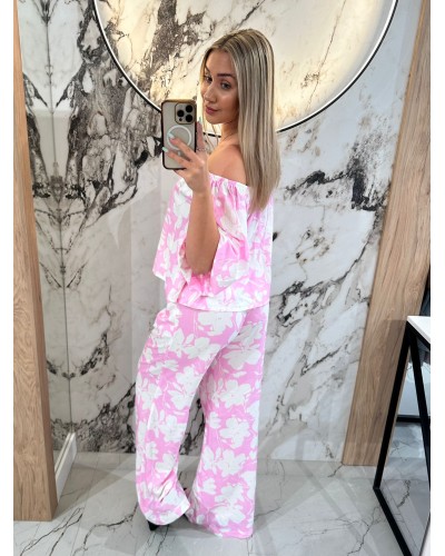 Komplet w kwiaty By o la la...! różowy