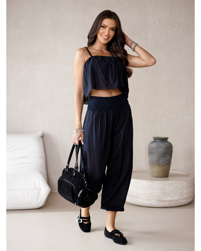 Komplet z krótkim topem By o la la...! czarny