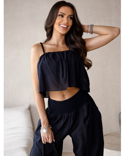 Komplet z krótkim topem By o la la...! czarny