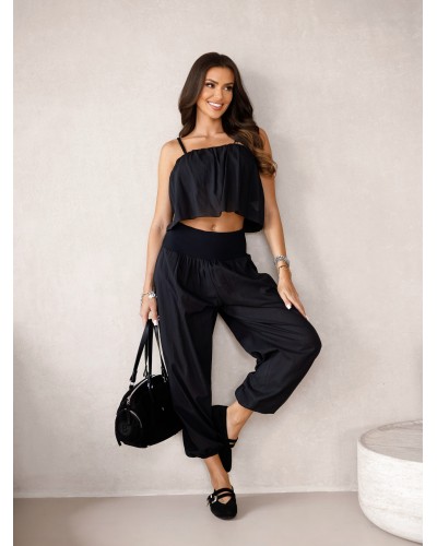 Komplet z krótkim topem By o la la...! czarny