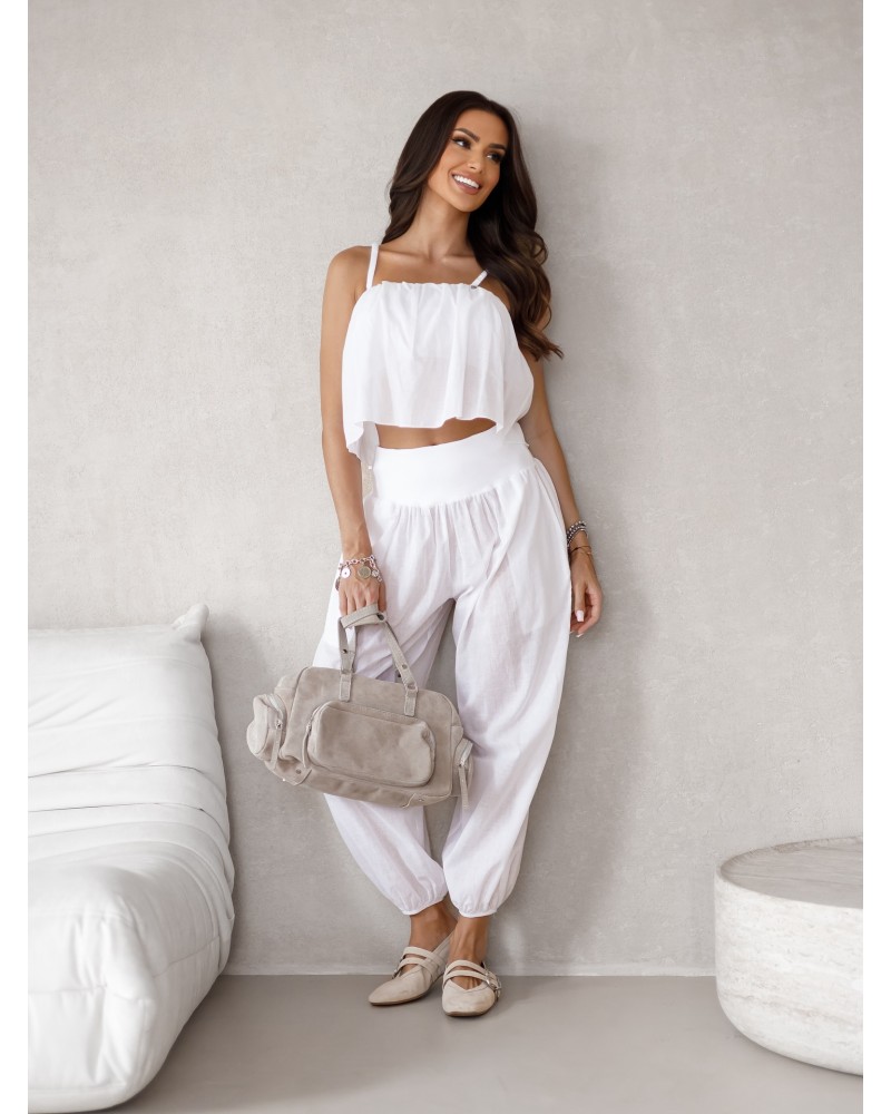 Komplet z krótkim topem By o la la...! biały