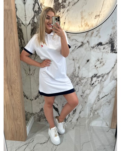 Sukienka polo z kołnierzykiem By o la la...! biała