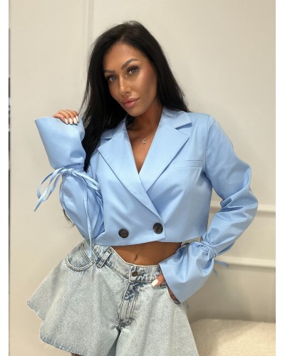 Marynarka krótka z wiązaniem na rękawach La Milla niebieska