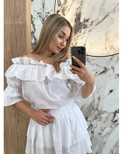 Komplet z falbankami By o la la...! biały