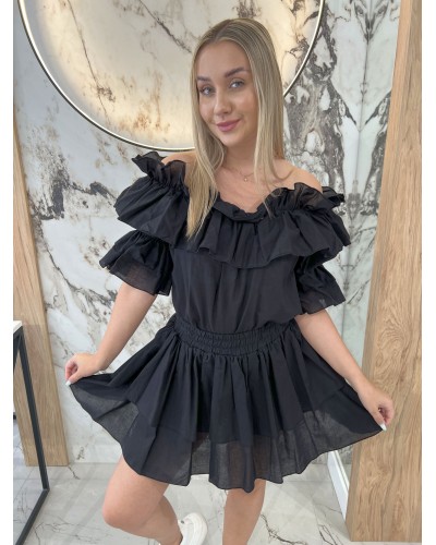 Komplet z falbankami By o la la...! czarny