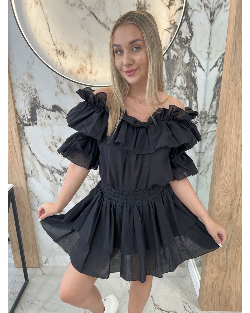 Komplet z falbankami By o la la...! czarny