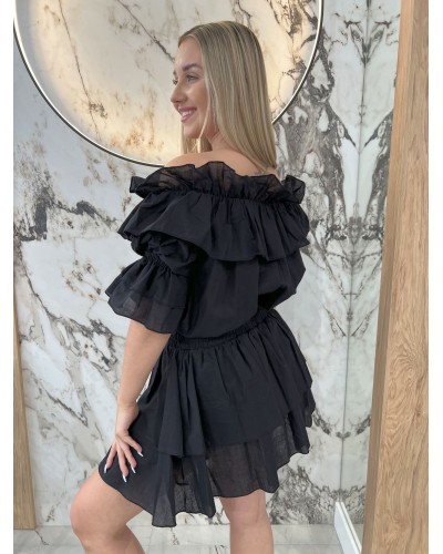 Komplet z falbankami By o la la...! czarny