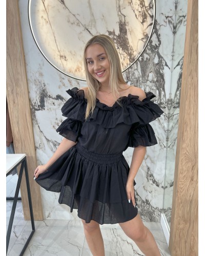 Komplet z falbankami By o la la...! czarny