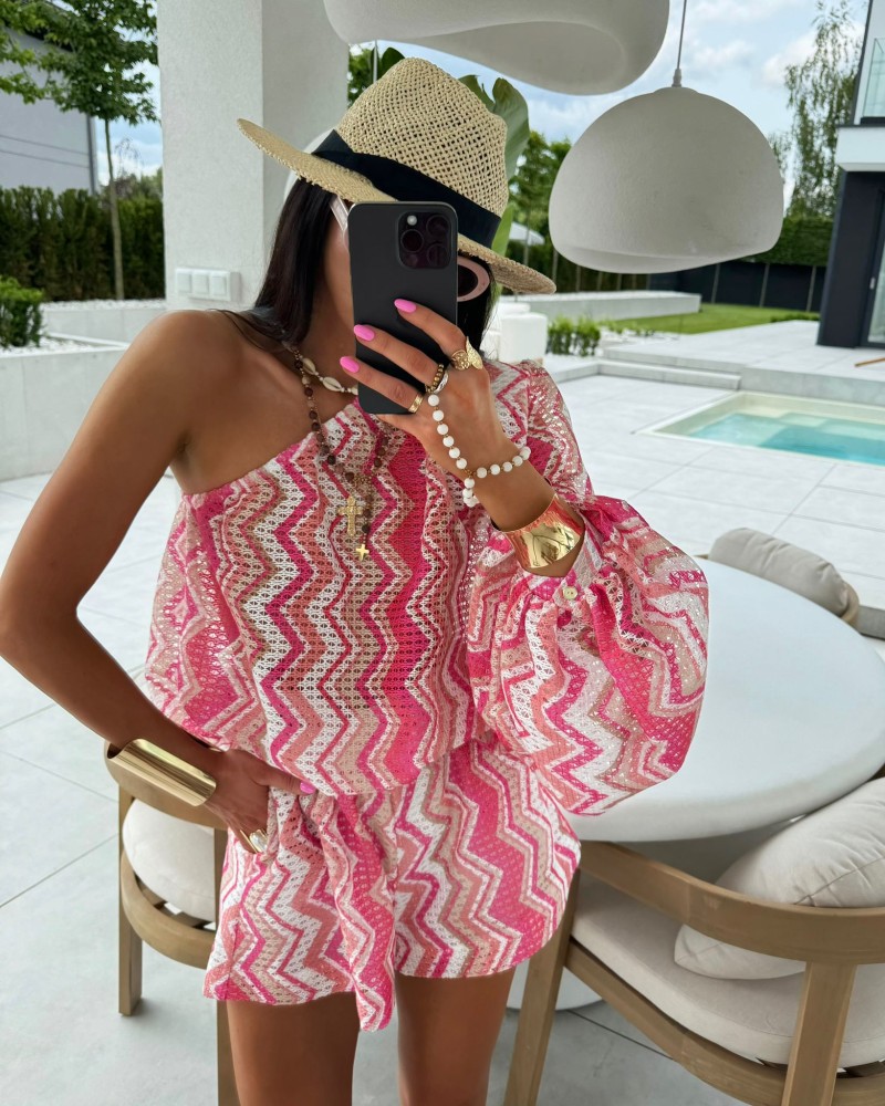 Komplet Zygzak Color La Milla ciemny róż