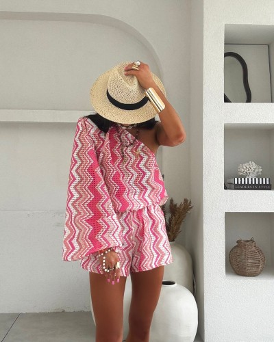 Komplet Zygzak Color La Milla ciemny róż