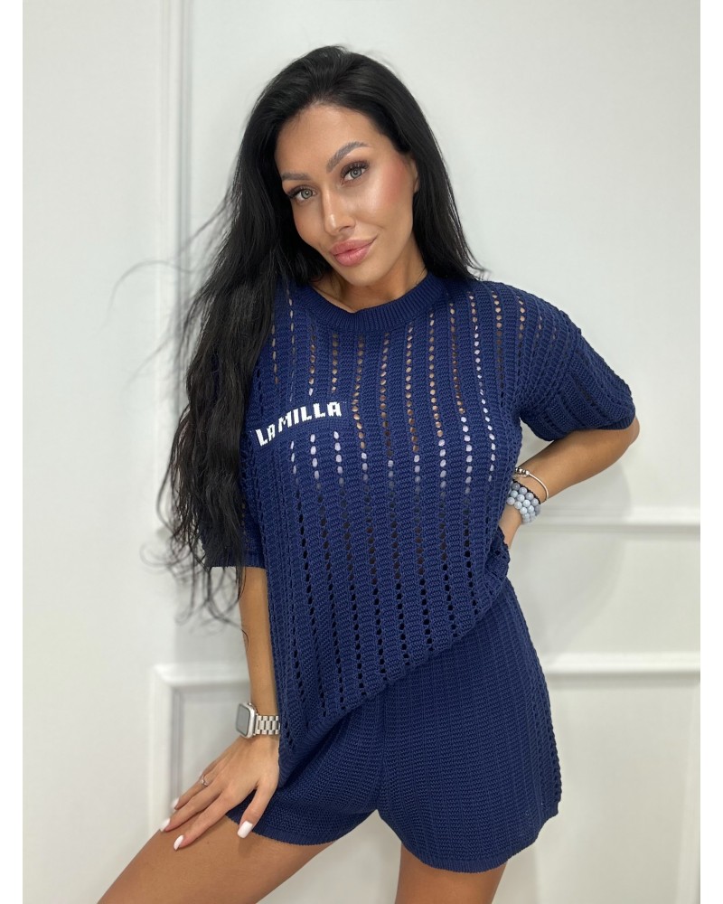 Komplet dzianinowy La Milla granatowy