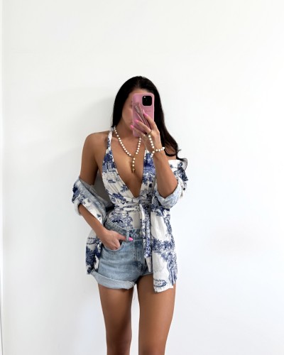 Monokini w stylu DIOR La Milla granatowy