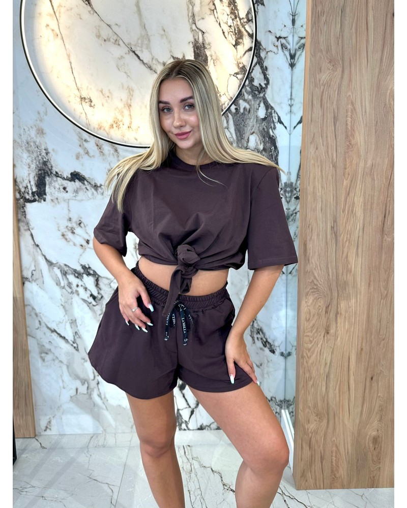 T-shirt wiązany La Milla czekoladowy