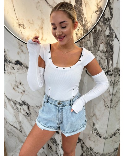 Basic prążkowany z rękawkami By o la la...! biały