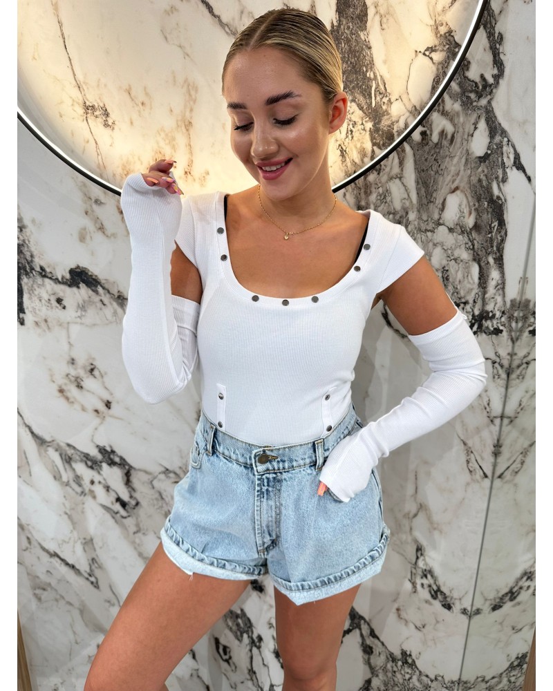 Basic prążkowany z rękawkami By o la la...! biały