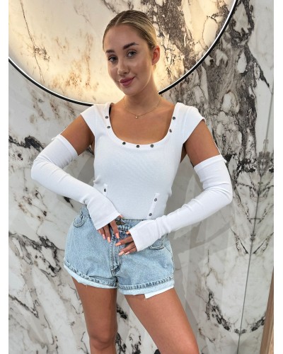 Basic prążkowany z rękawkami By o la la...! biały